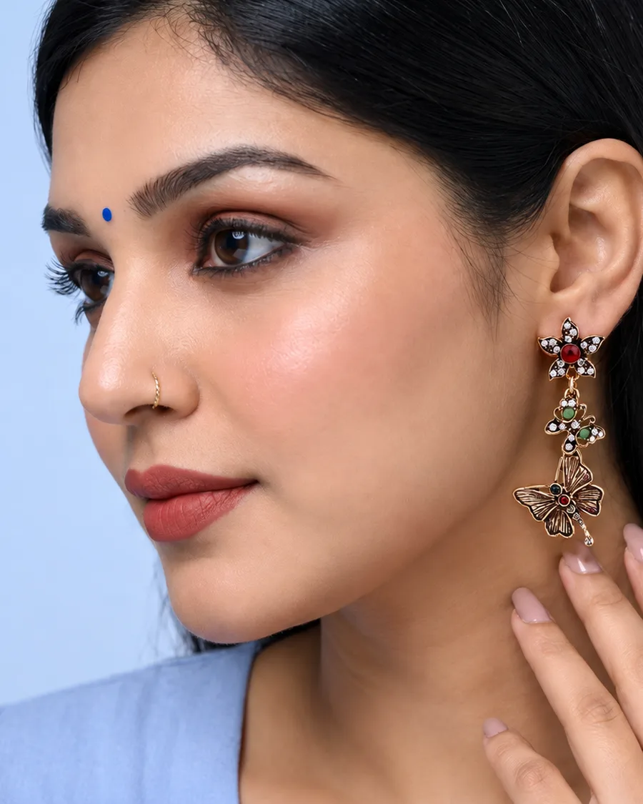 February 2027: Titly antique butterfly drop earrings look