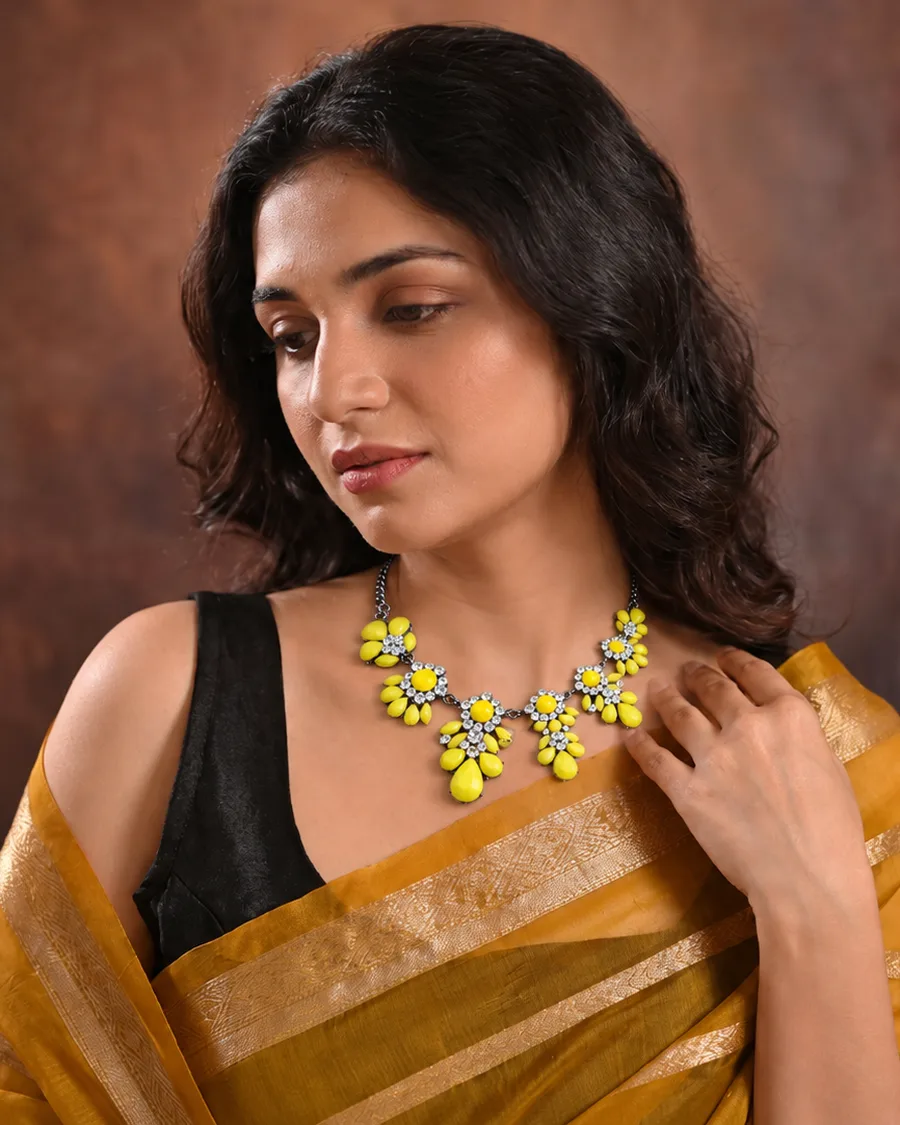 May 2027: Candy Yellow Necklace floral bib statement look