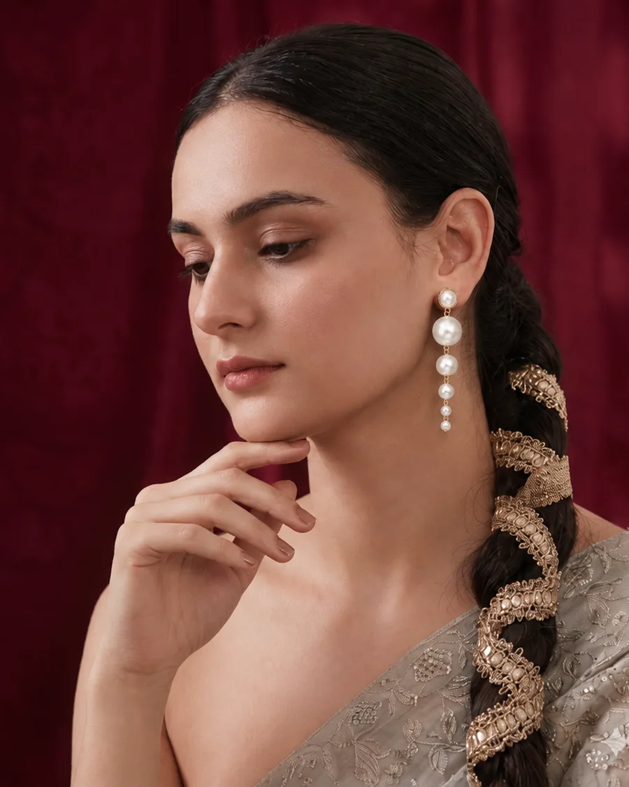 June 2027: Saloni pearl cascade earrings look