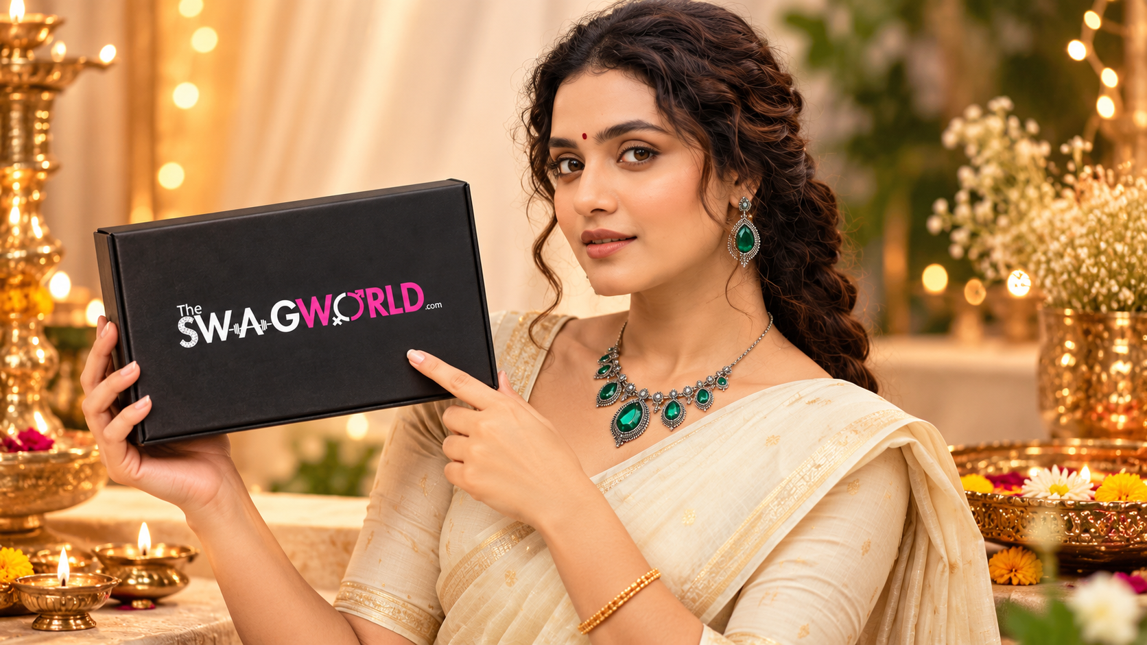 The Swag World - Emerald Elegance Subscription Box with artisanal fashion jewellery