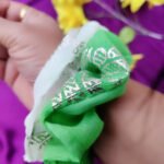 Scrunchies – Green And White – Set of 2