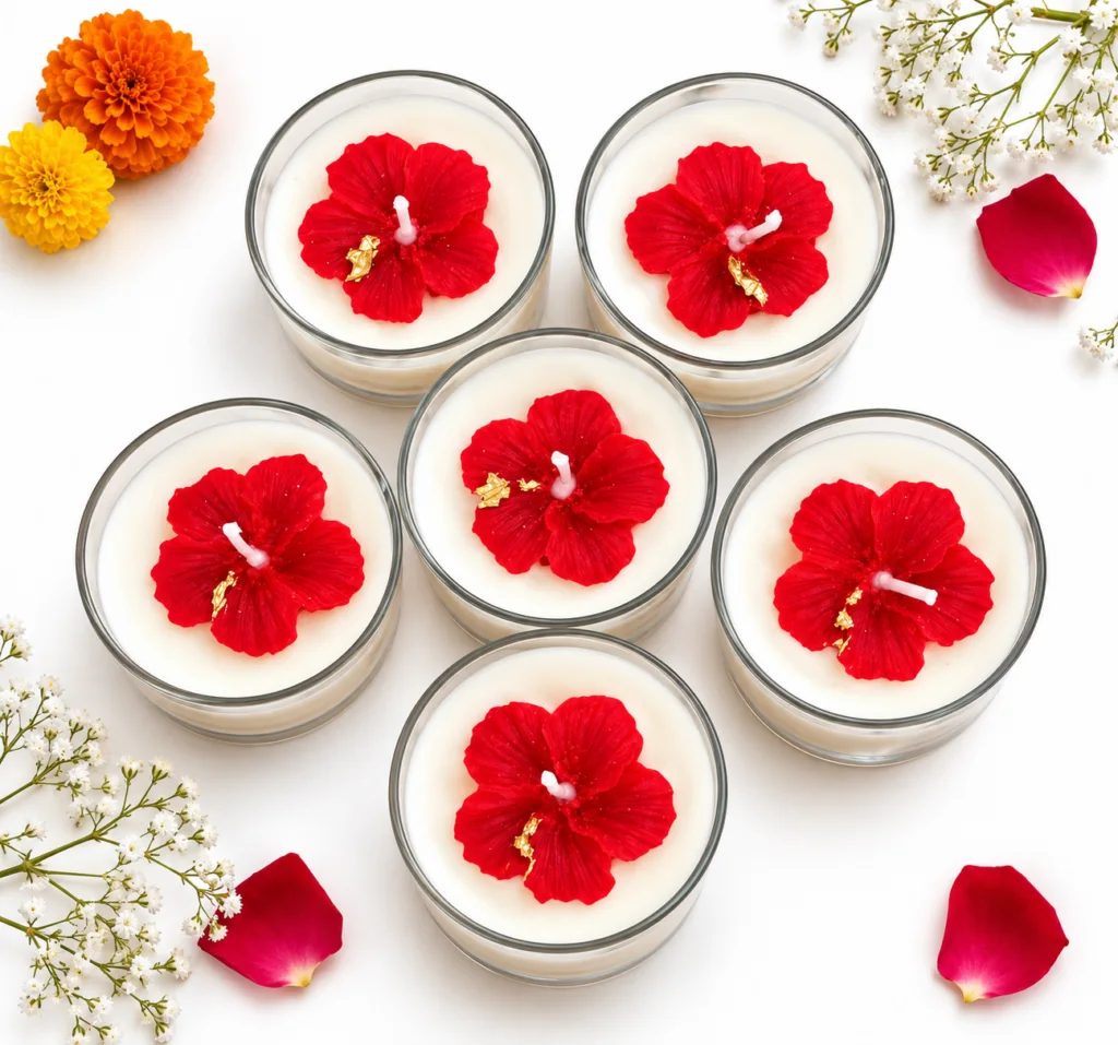 Hibiscus Tealight Candle, 30g | The Swag World