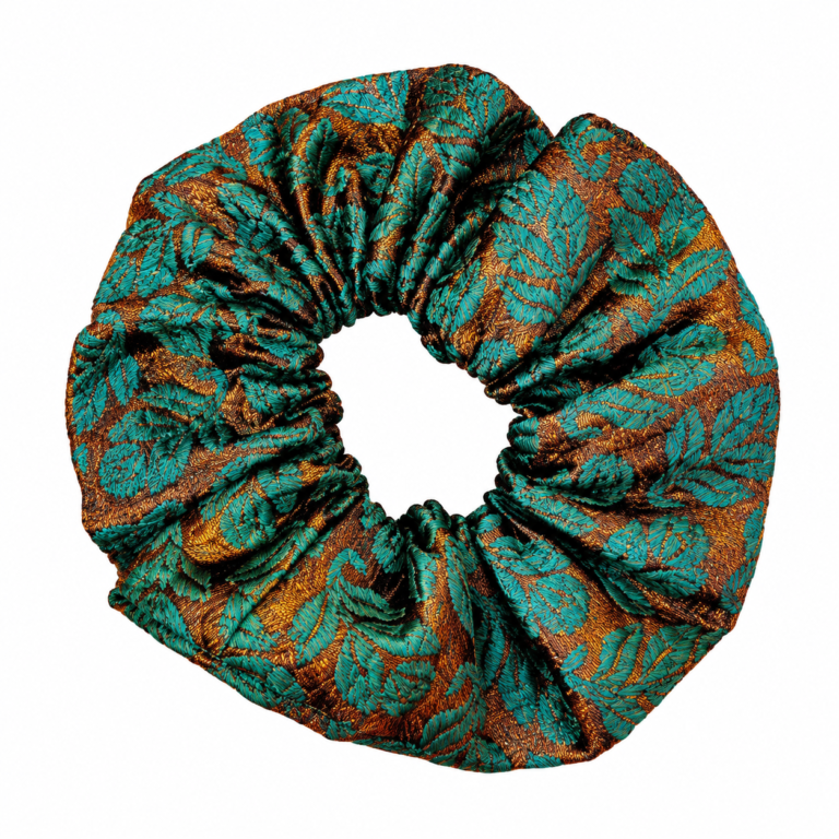Green Brocade Scrunchie