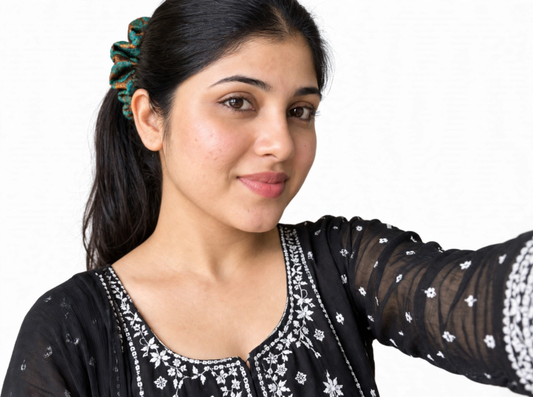 Green Brocade Scrunchie - View 2