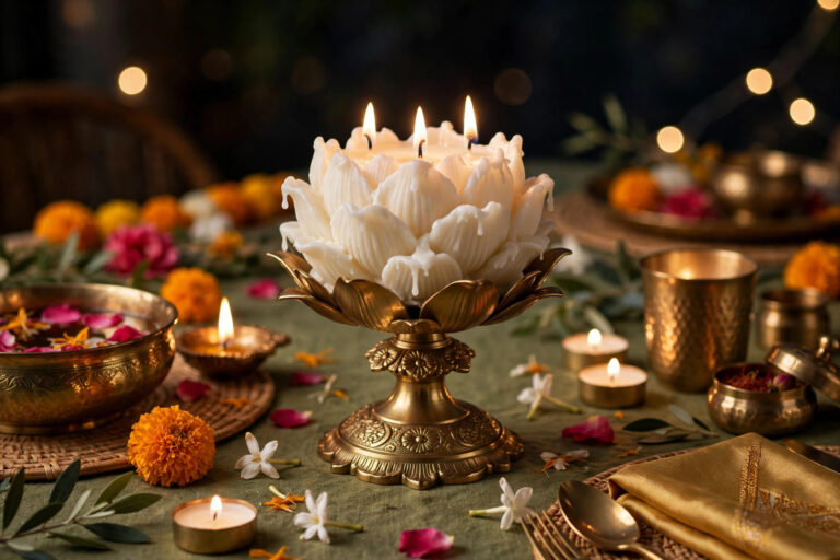Footed Flower Candle - View 2