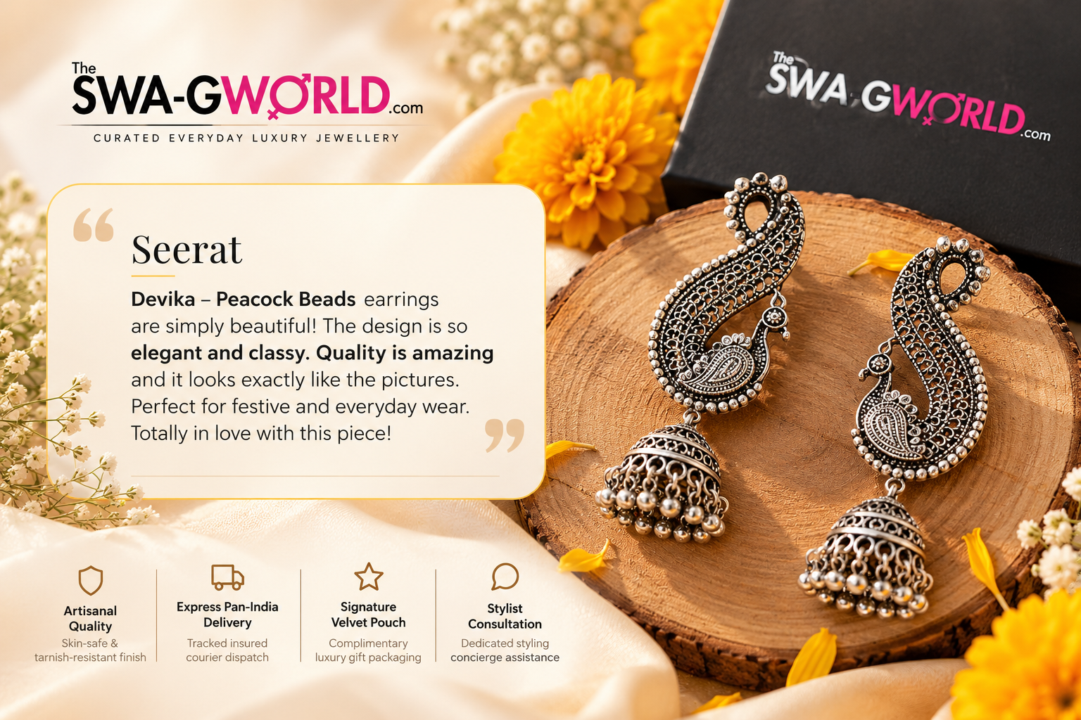 Customer Review - Elegant Peacock Jhumka Testimonial