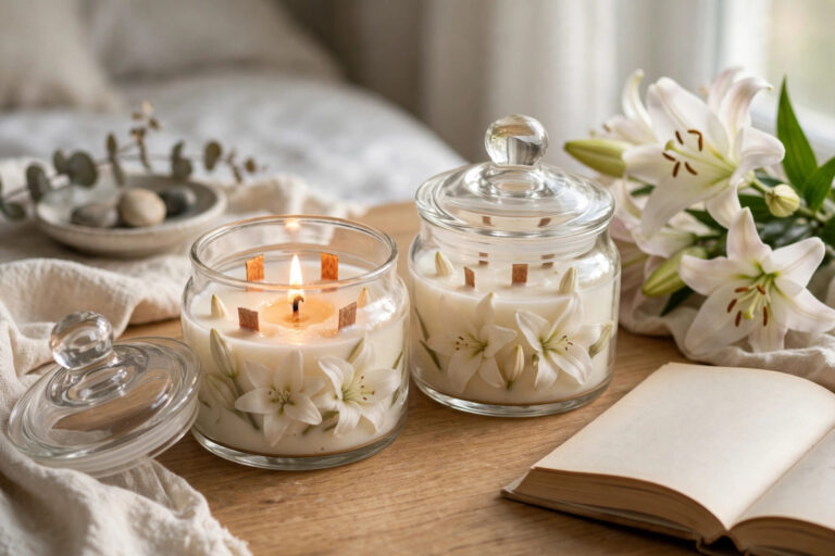Nestasia Pink & White Lily Scented Candle (Set of 2) - View 2