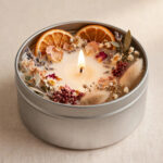 NICE DECORIUM Metal Festive Dried Floral Candle