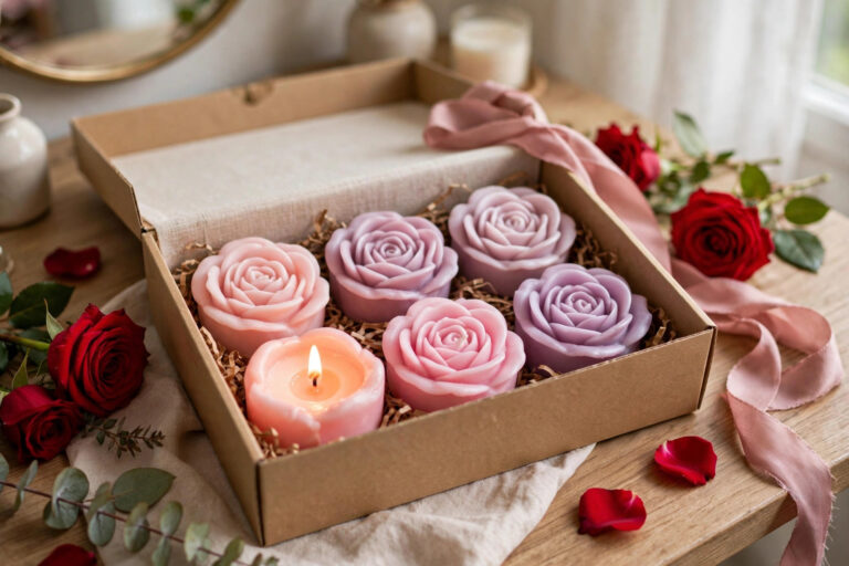 Handcrafted Rose Flower Scented Candle Gift Box (Set of 4) - View 2