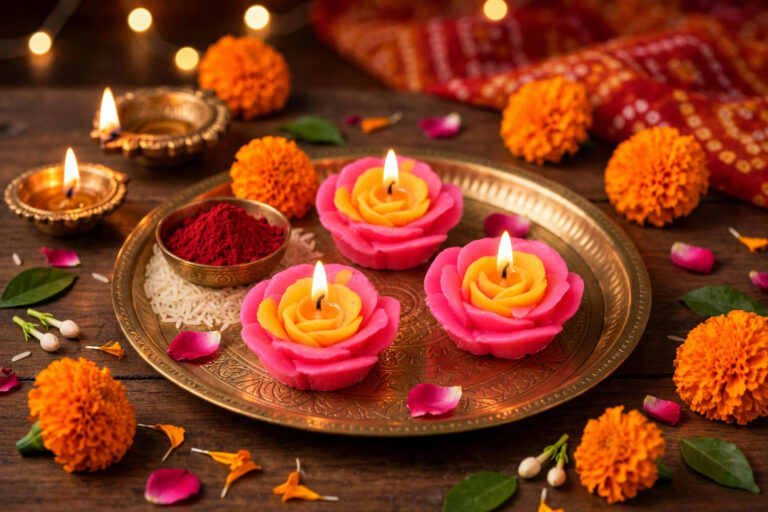 Blooming Rose Decorative Flower Candles - View 2