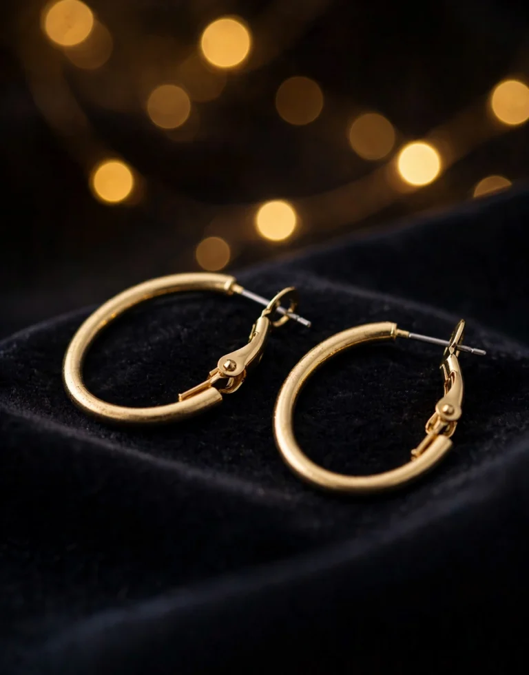 Golden Hoop Earrings - View 2