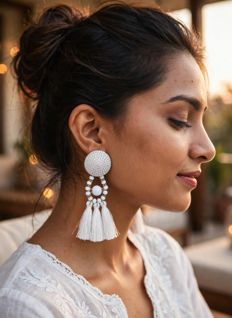 Kayla White Earrings - View 2