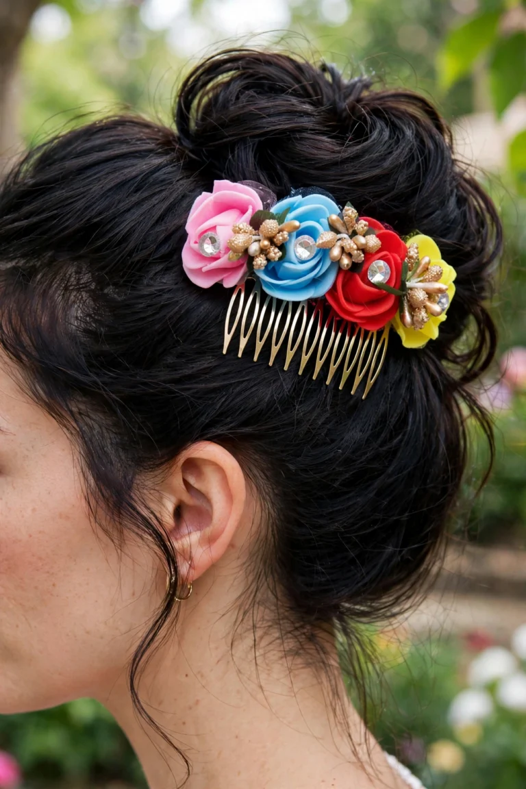 Multicolor Floral Comb - View 2