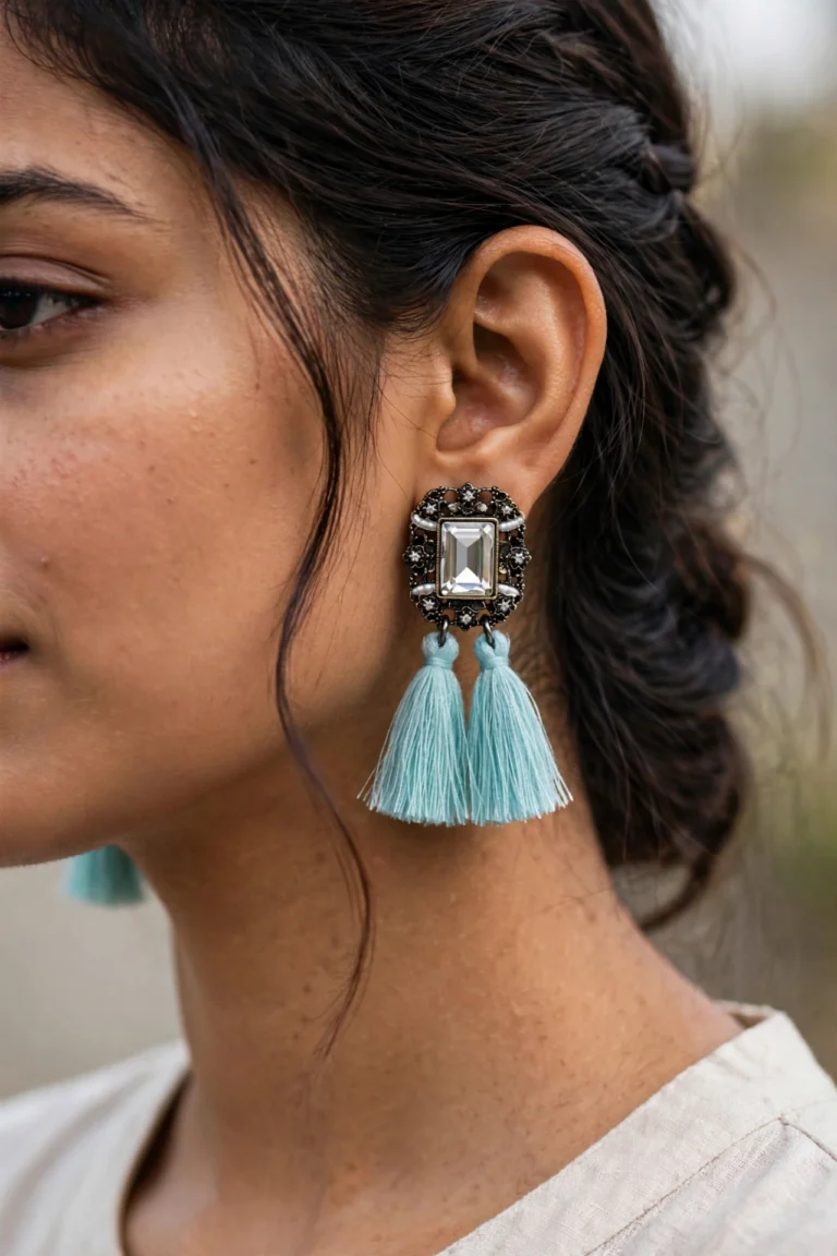 Nicole Aqua Blue Earrings - View 2