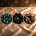 Scrunchies – Black Green Printed – Set of 3