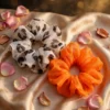 Scrunchies – Orange And White – Set of 2