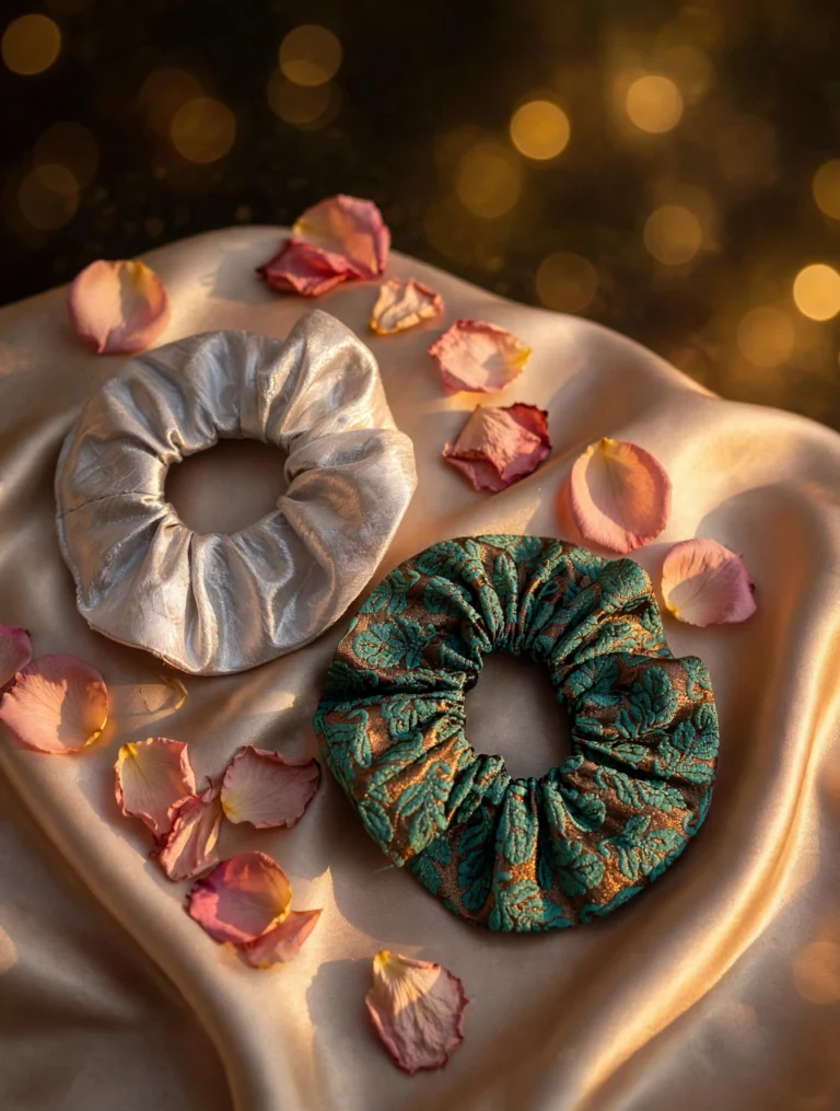 Silver Green Scrunchie