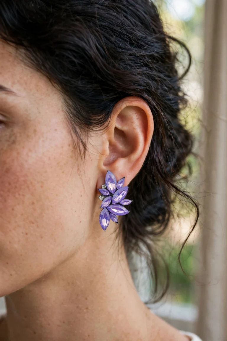 Sophia L Purple Earrings - View 2